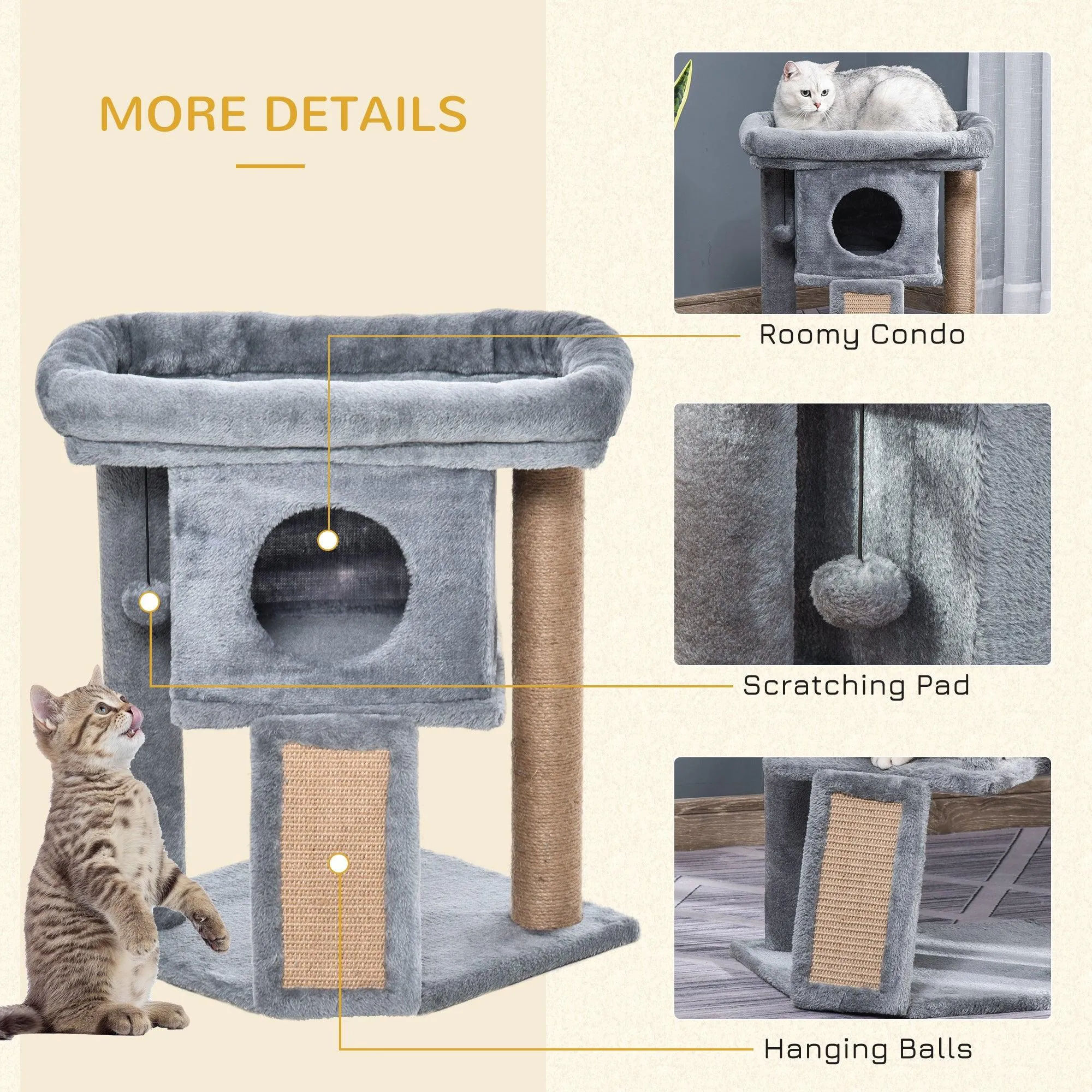 Cosy Cat Tree Activity Center, 57cm - Grey