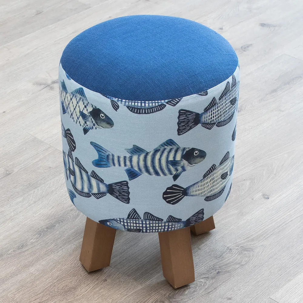 Cove Monty Round Footstool Cobalt