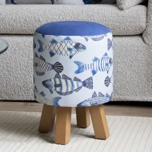 Cove Monty Round Footstool Cobalt