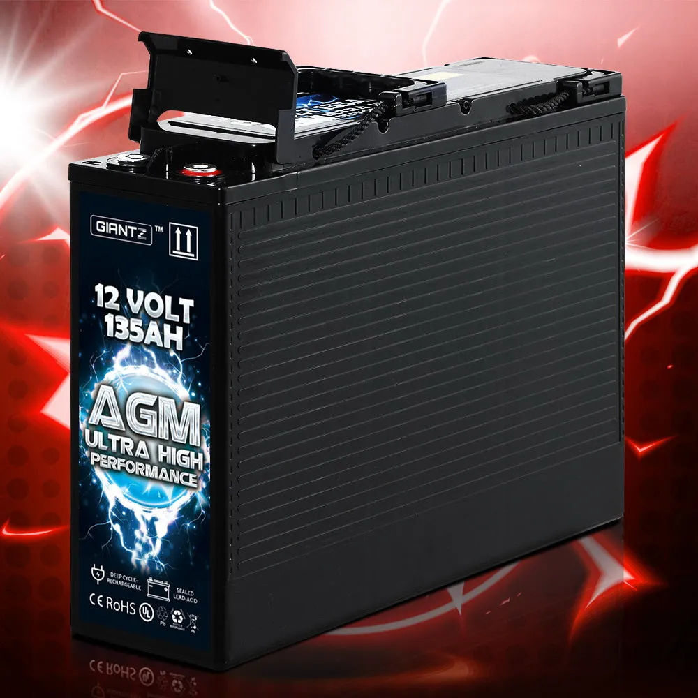 Deep Cycle Battery 12V 135Ah Slim Box Portable Solar Caravan Camping