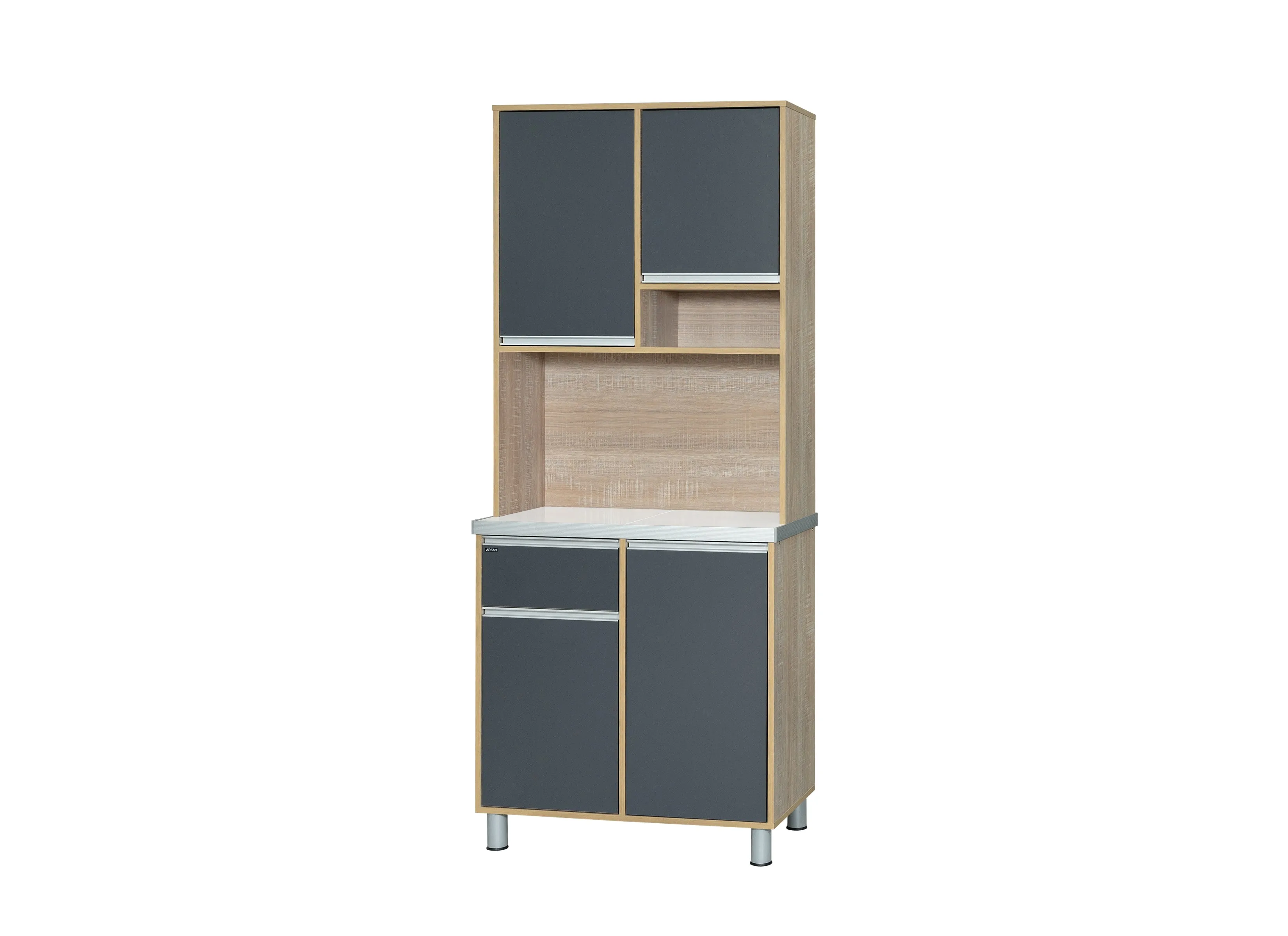 Ekol Series Best | Modern | Wooden Kitchen Storage Cabinet Up/Down 2-Door with 1-Drawer & Wall Storage Cabinet for Home Kitchen, Multi Function, Organizers - Dark Grey 8205S-KC