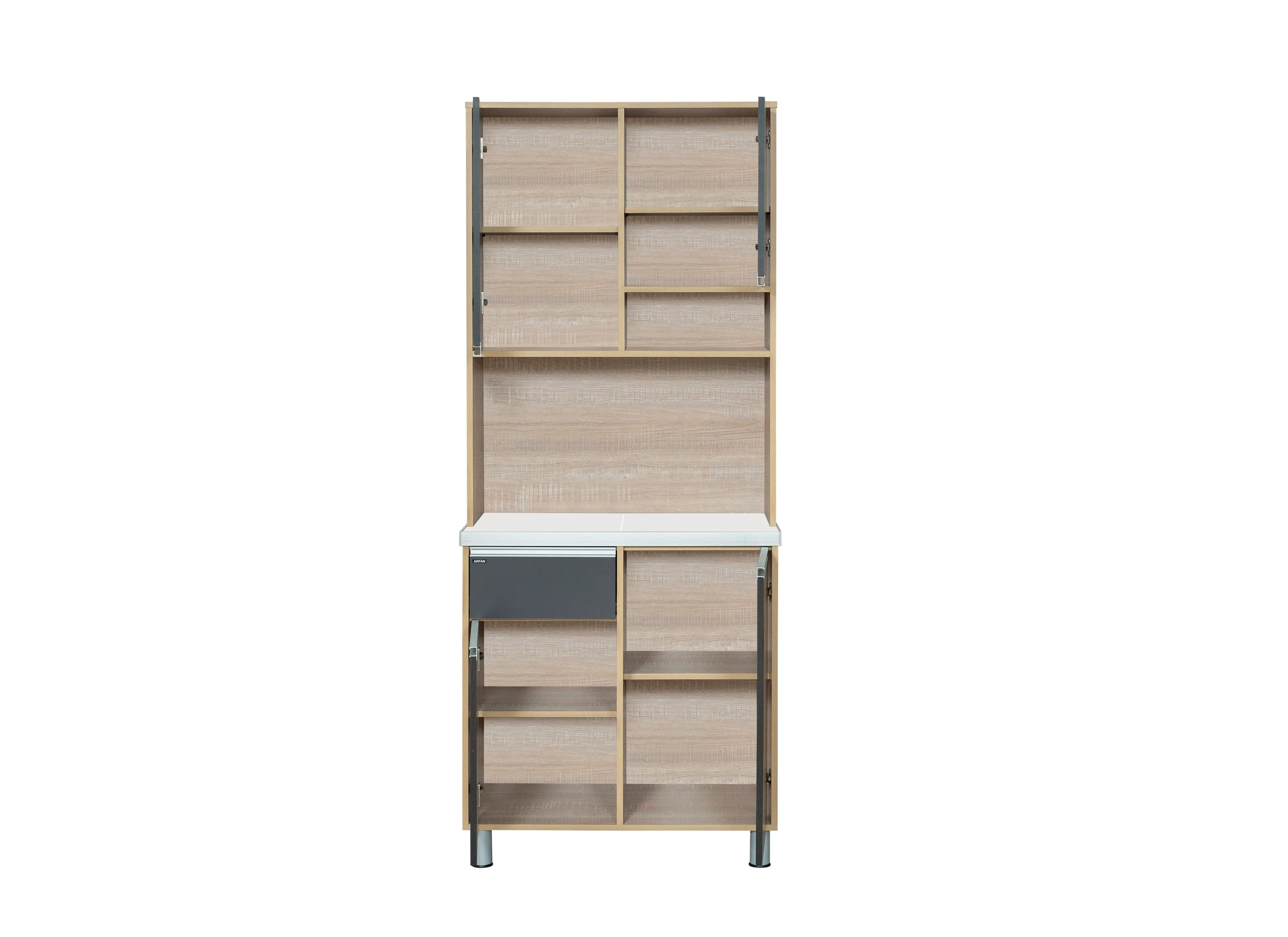 Ekol Series Best | Modern | Wooden Kitchen Storage Cabinet Up/Down 2-Door with 1-Drawer & Wall Storage Cabinet for Home Kitchen, Multi Function, Organizers - Dark Grey 8205S-KC