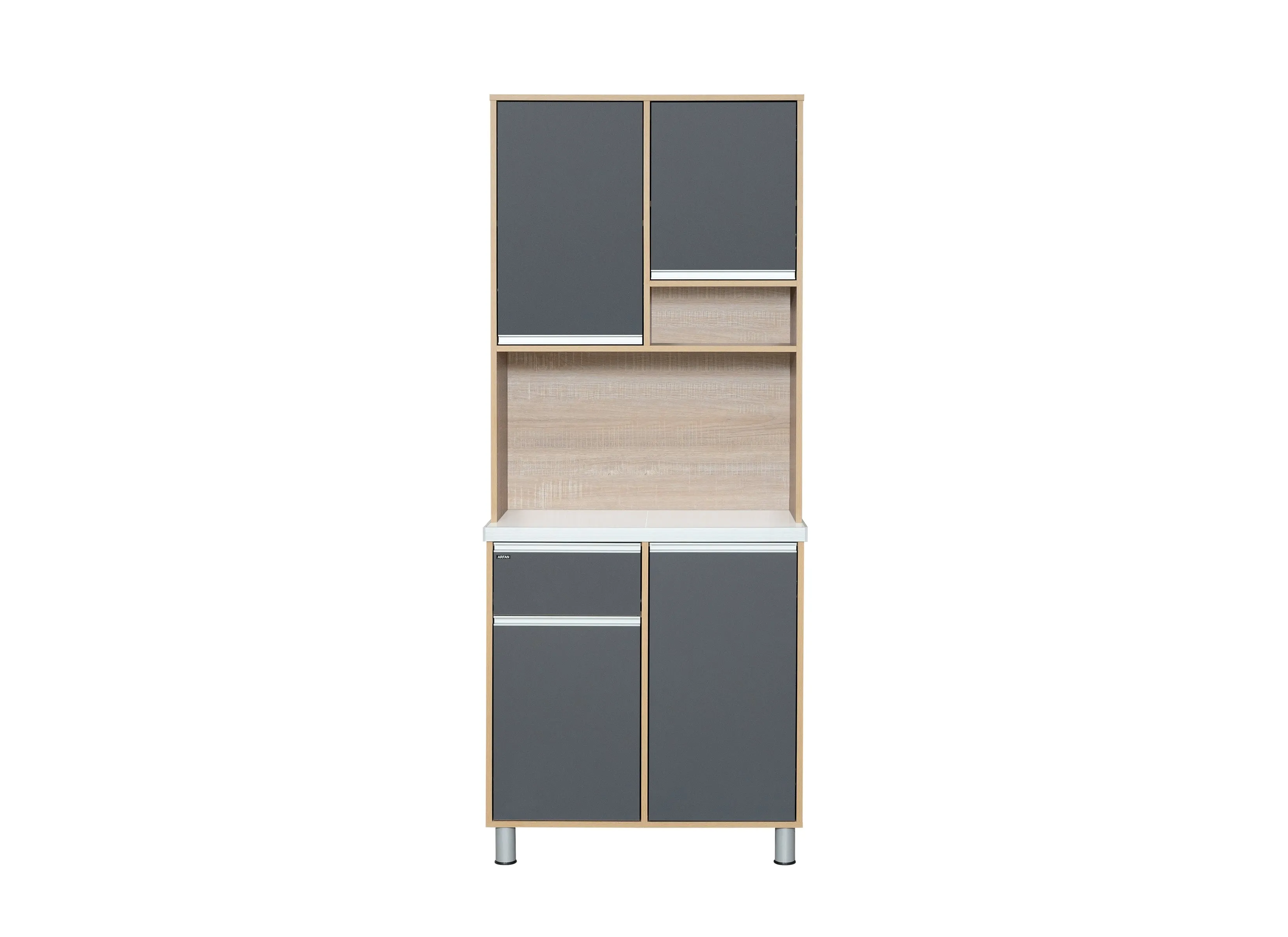 Ekol Series Best | Modern | Wooden Kitchen Storage Cabinet Up/Down 2-Door with 1-Drawer & Wall Storage Cabinet for Home Kitchen, Multi Function, Organizers - Dark Grey 8205S-KC