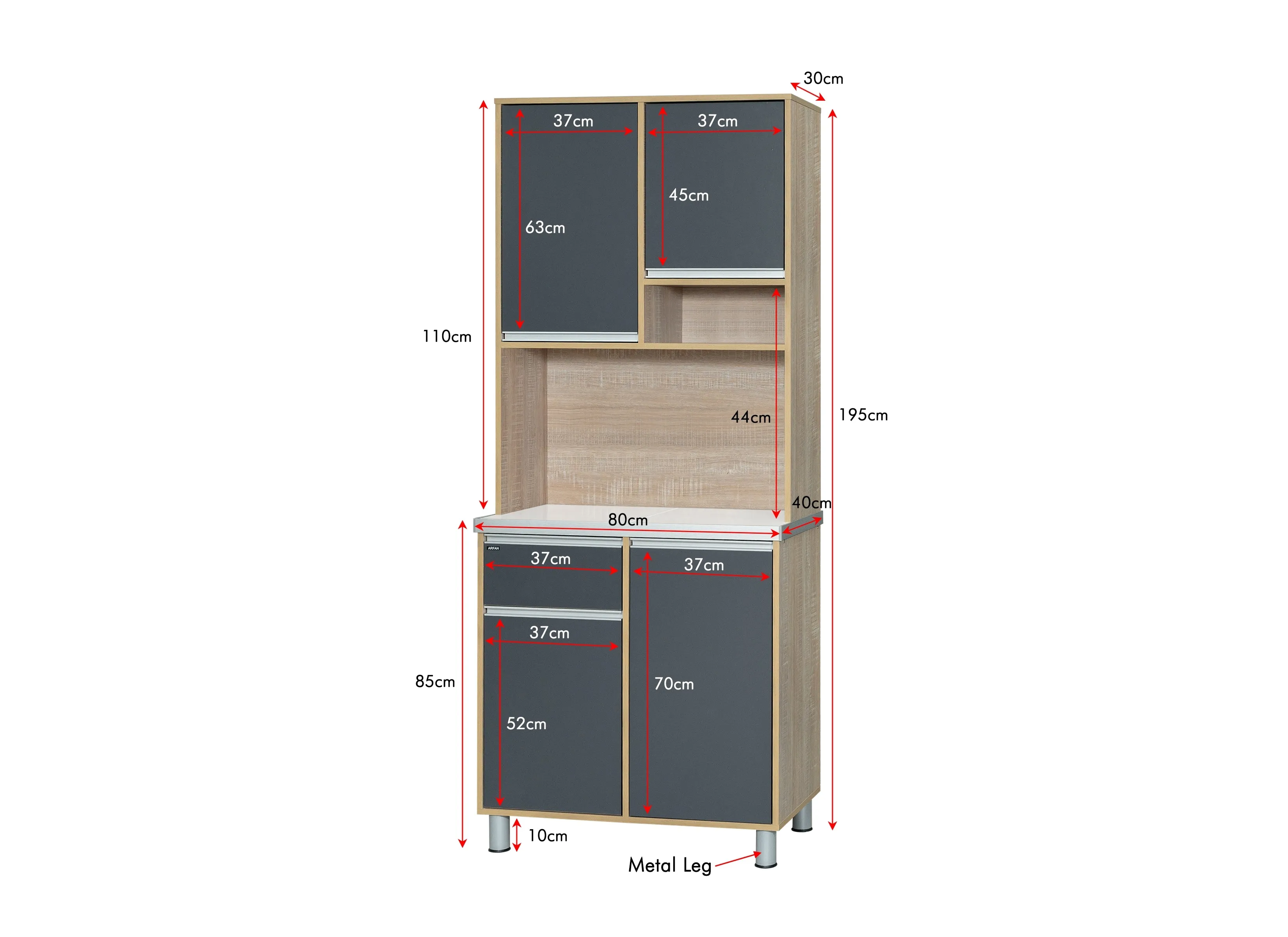 Ekol Series Best | Modern | Wooden Kitchen Storage Cabinet Up/Down 2-Door with 1-Drawer & Wall Storage Cabinet for Home Kitchen, Multi Function, Organizers - Dark Grey 8205S-KC