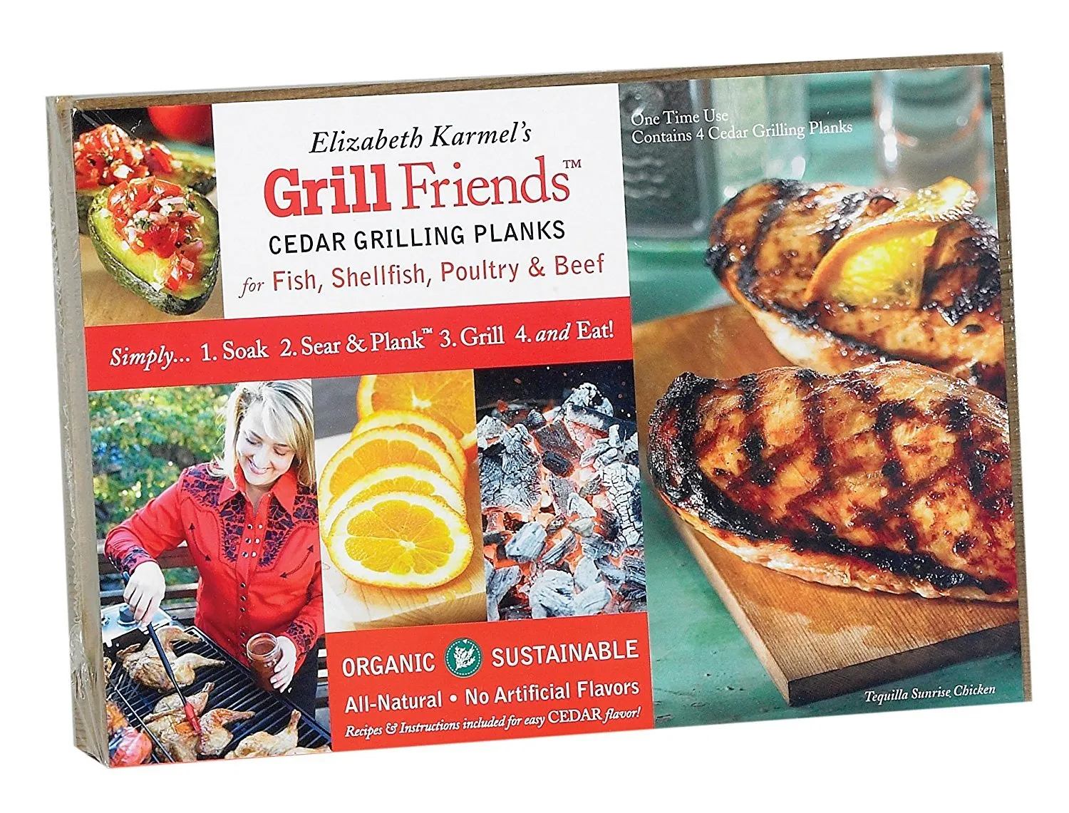 Elizabeth Karmel&#39;s Organic Cedar Personal Grilling Planks, 5.5- by 7.75 -inch, Pack of 4
