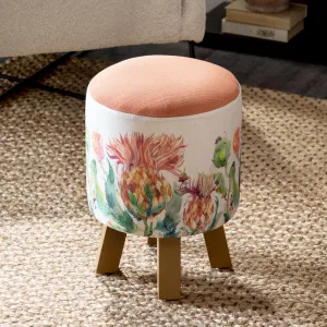 Enchanting Thistle Monty Round Footstool Marigold