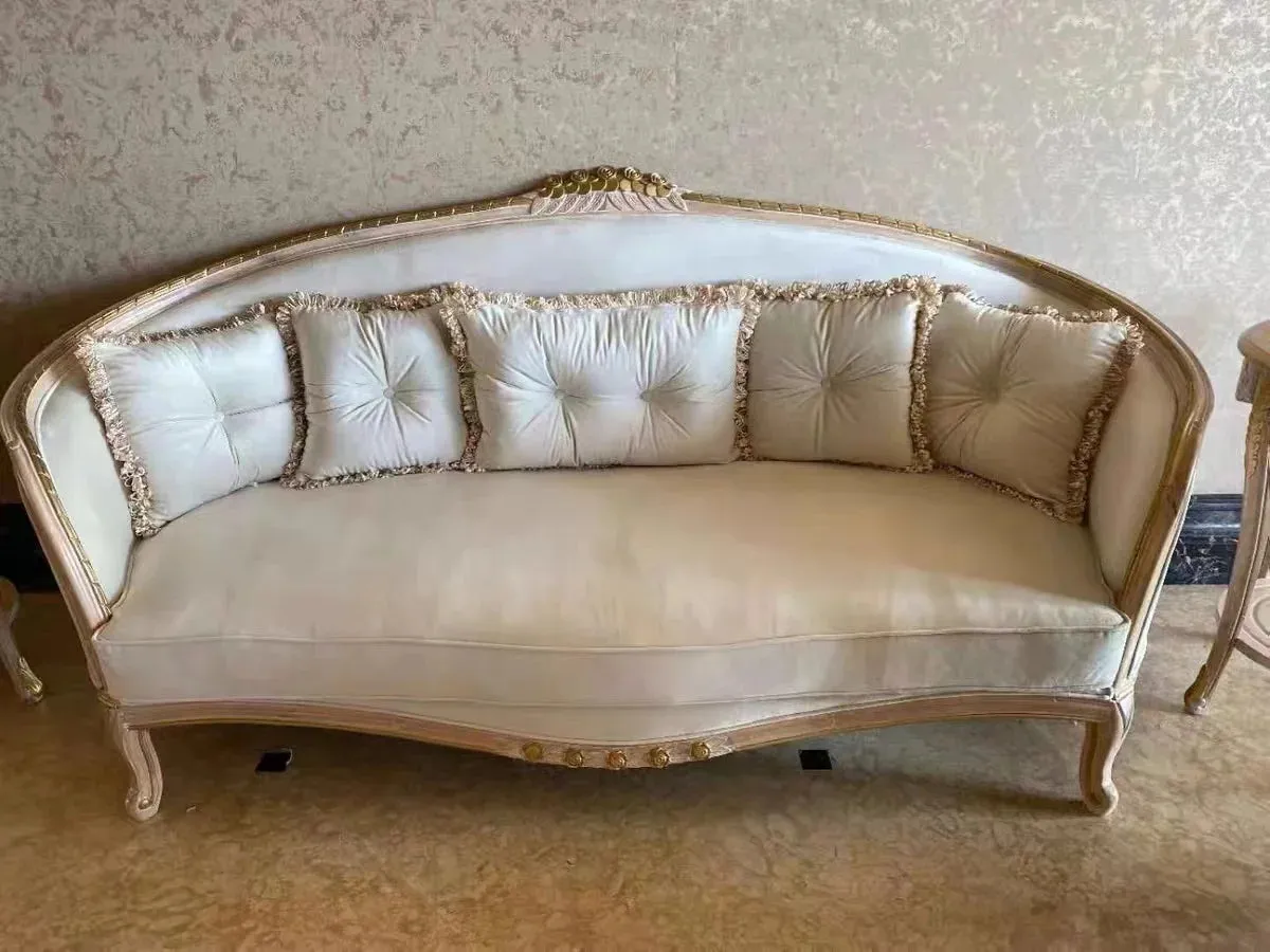 European Style Solid Wood Carved Fabric Sofas