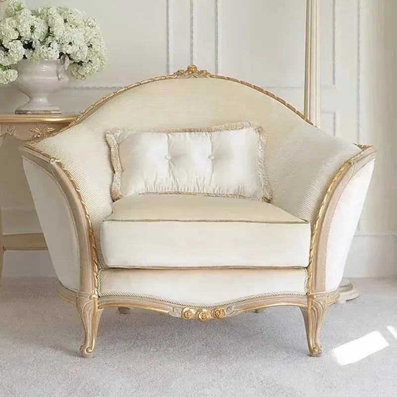 European Style Solid Wood Carved Fabric Sofas