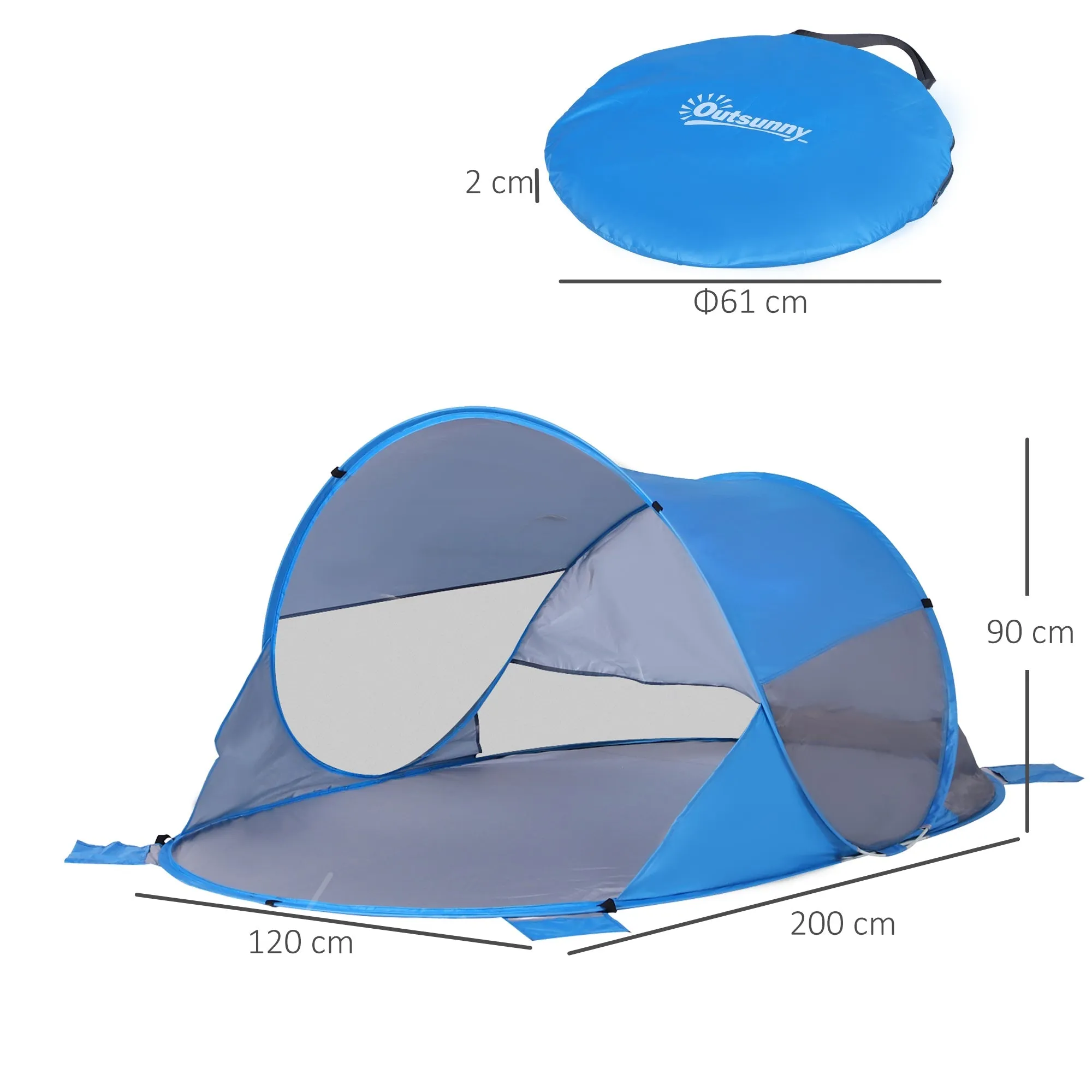 Fibreglass Frame 2 Person Pop-Up Lightweight Camping Tent Blue