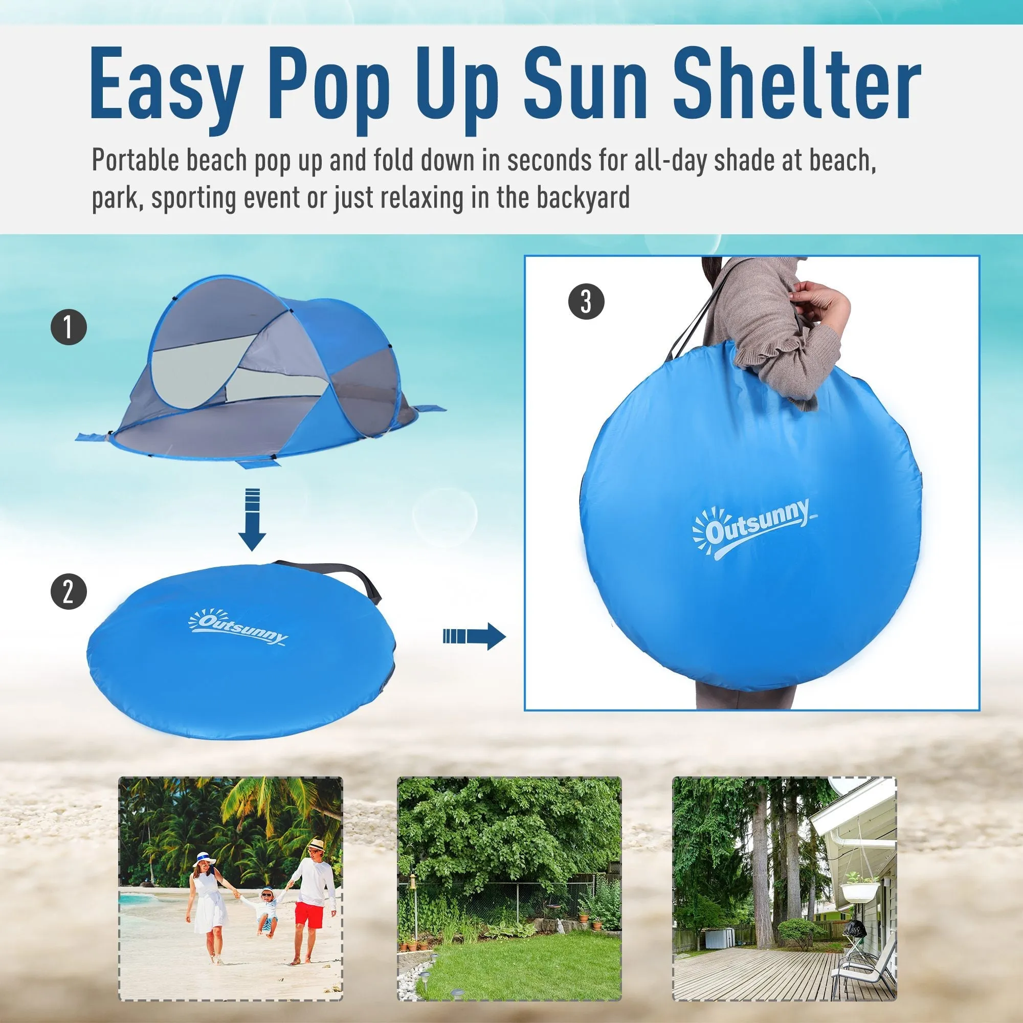 Fibreglass Frame 2 Person Pop-Up Lightweight Camping Tent Blue