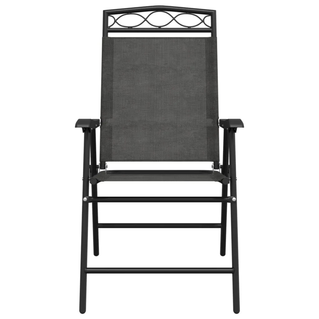 Folding Garden Chairs 4 pcs Melange Grey Steel and Textilene