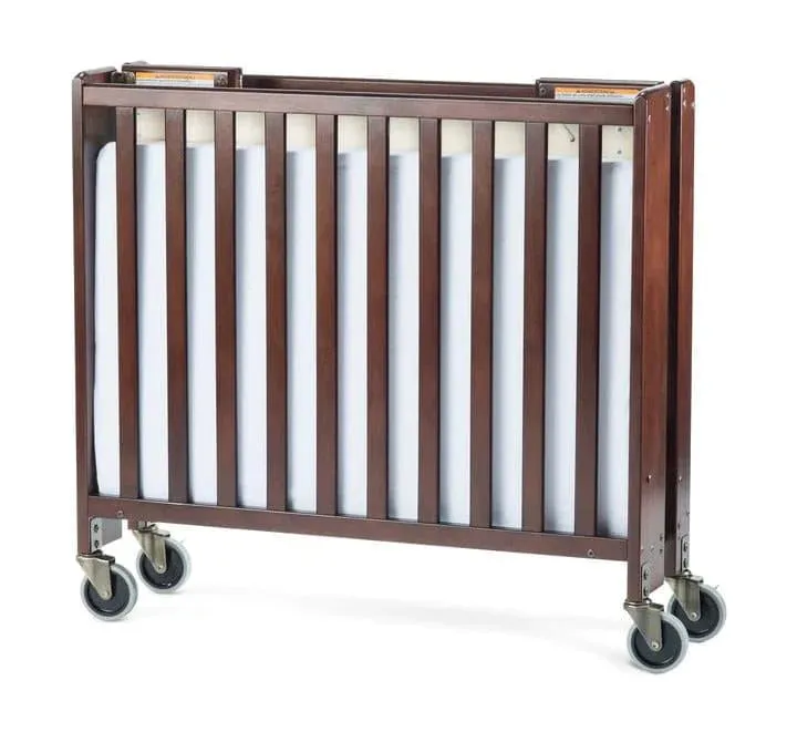 Foundations Compact HideAway™ EasyRoll™ Solid Wood Folding Crib - Slatted