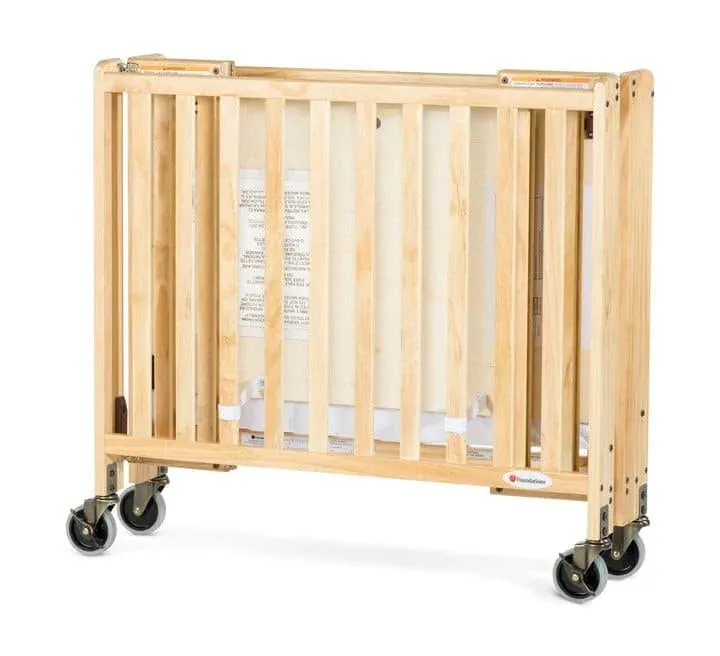 Foundations Compact HideAway™ EasyRoll™ Solid Wood Folding Crib - Slatted
