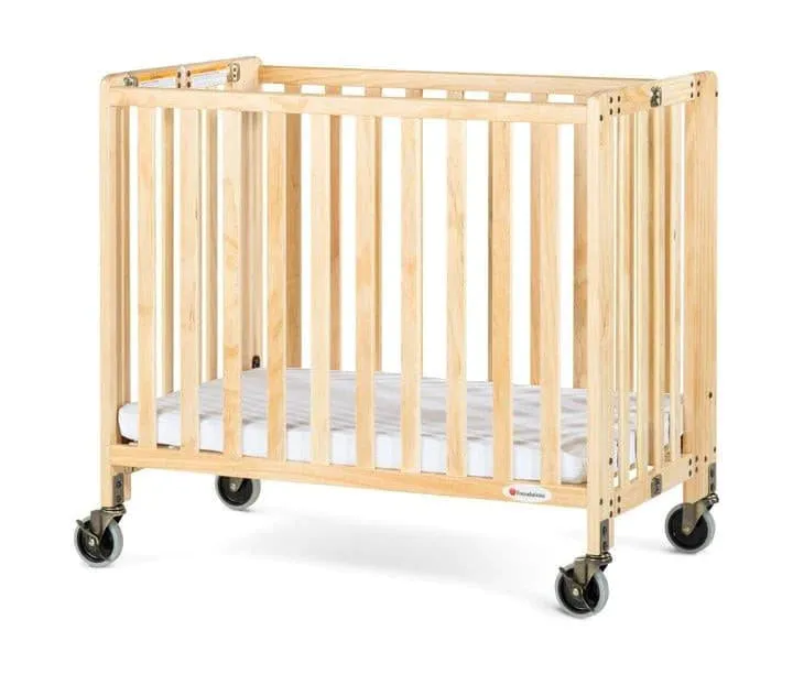 Foundations Compact HideAway™ EasyRoll™ Solid Wood Folding Crib - Slatted