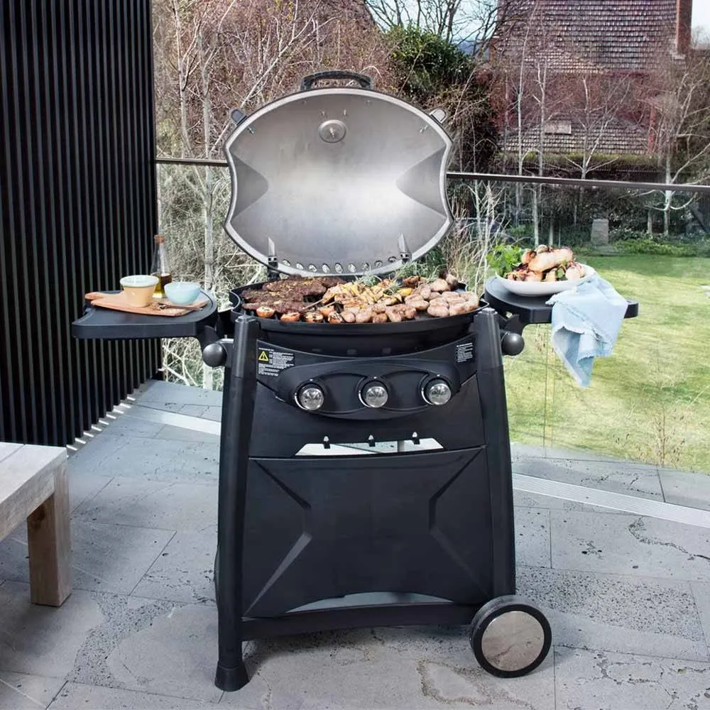 Gasmate Odyssey3T 3 Burner Bbq With Trolley - Black