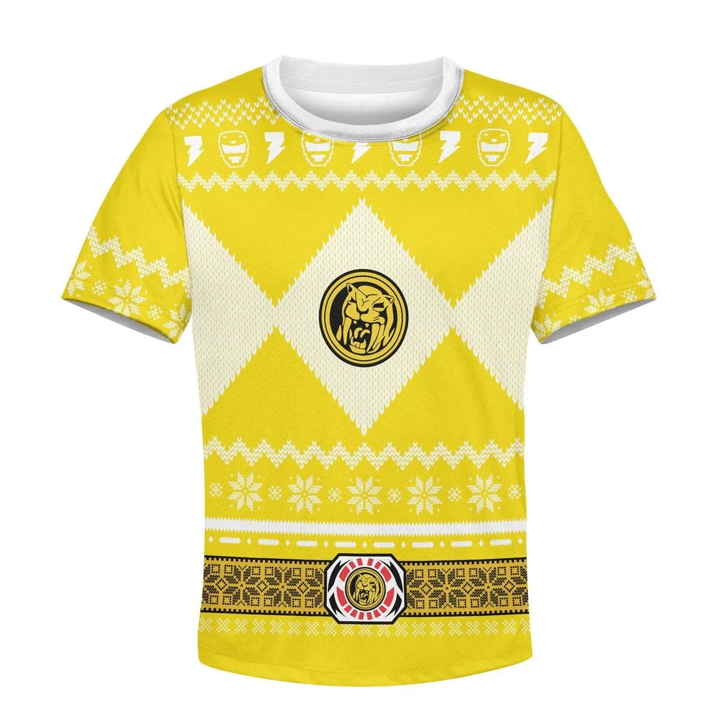 Gearhomie Unisex Kid Tops Pullover Sweatshirt Yellow Power Ranger 3D Apparel