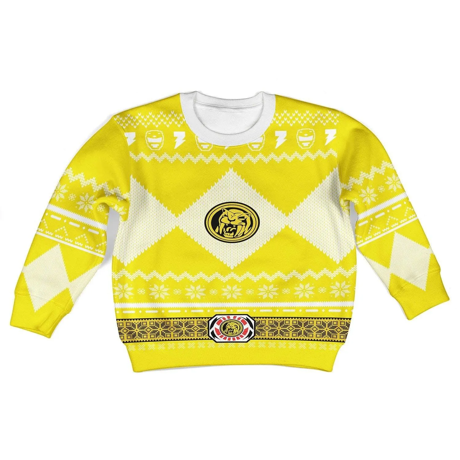 Gearhomie Unisex Kid Tops Pullover Sweatshirt Yellow Power Ranger 3D Apparel