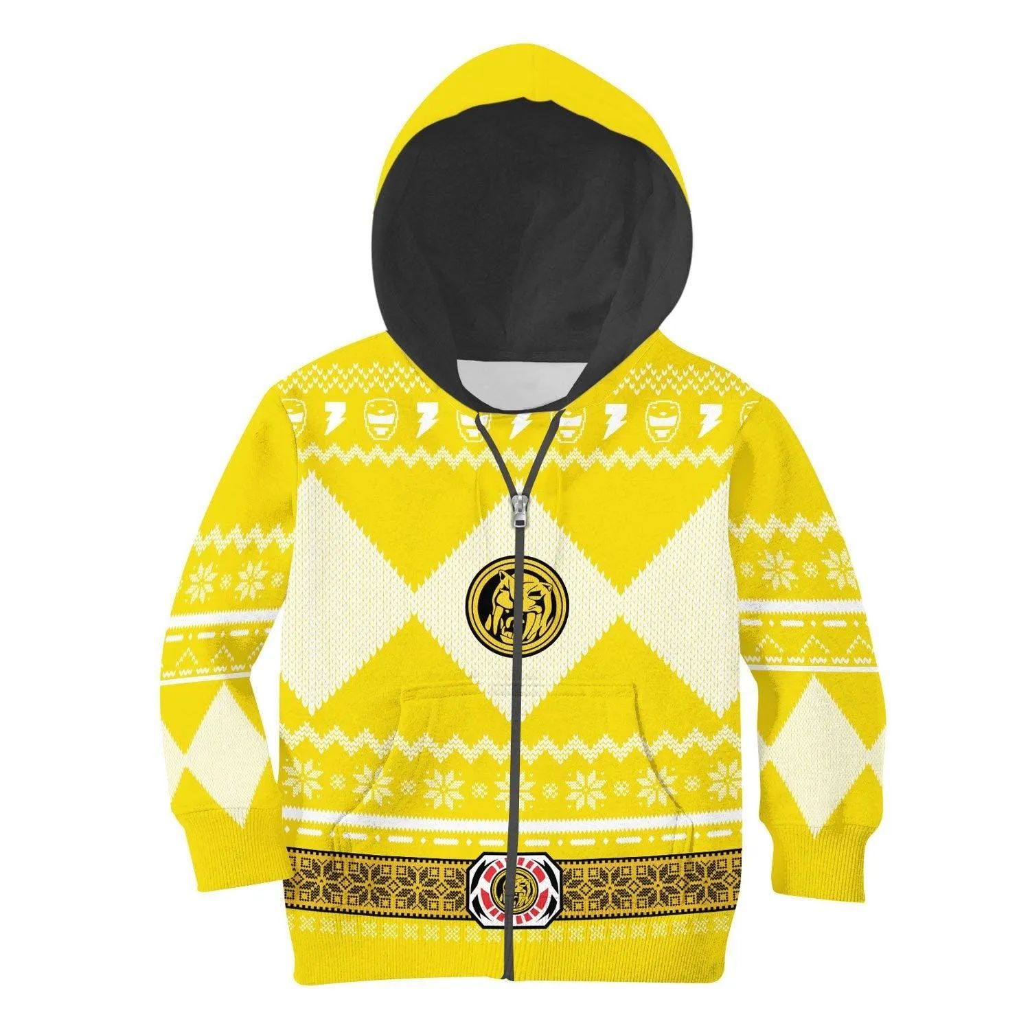 Gearhomie Unisex Kid Tops Pullover Sweatshirt Yellow Power Ranger 3D Apparel