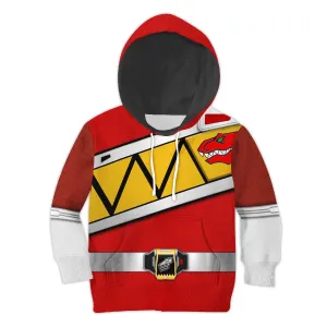 Gearhomie Unisex Kid Tops Red Power Rangers Dino Charge 3D Apparel