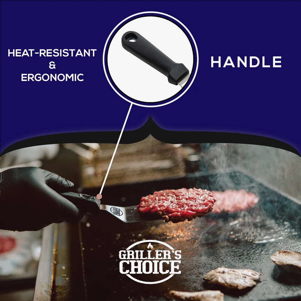 Griddle Accessories Set, Metal Spatula Set 4 pc - Commercial Heavy Duty Stainless Steel,Flat Top,Grill,Indoor-Outdoor,Hibachi,BBQ Grilling Utensils