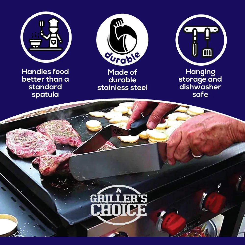 Griddle Accessories Set, Metal Spatula Set 4 pc - Commercial Heavy Duty Stainless Steel,Flat Top,Grill,Indoor-Outdoor,Hibachi,BBQ Grilling Utensils
