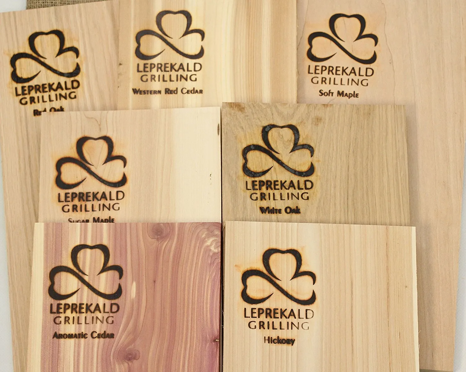 GRILLING PLANK FLIGHT-Upper Midwest Timber Variety-RE-USE MULTIPLE TIMES-Seven Different Flavors-White Oak, Red Oak, Sugar Maple, Soft Maple, Hickory, Aromatic Cedar, Western Red Cedar-7&quot;x 15&quot;x 1/2&quot;