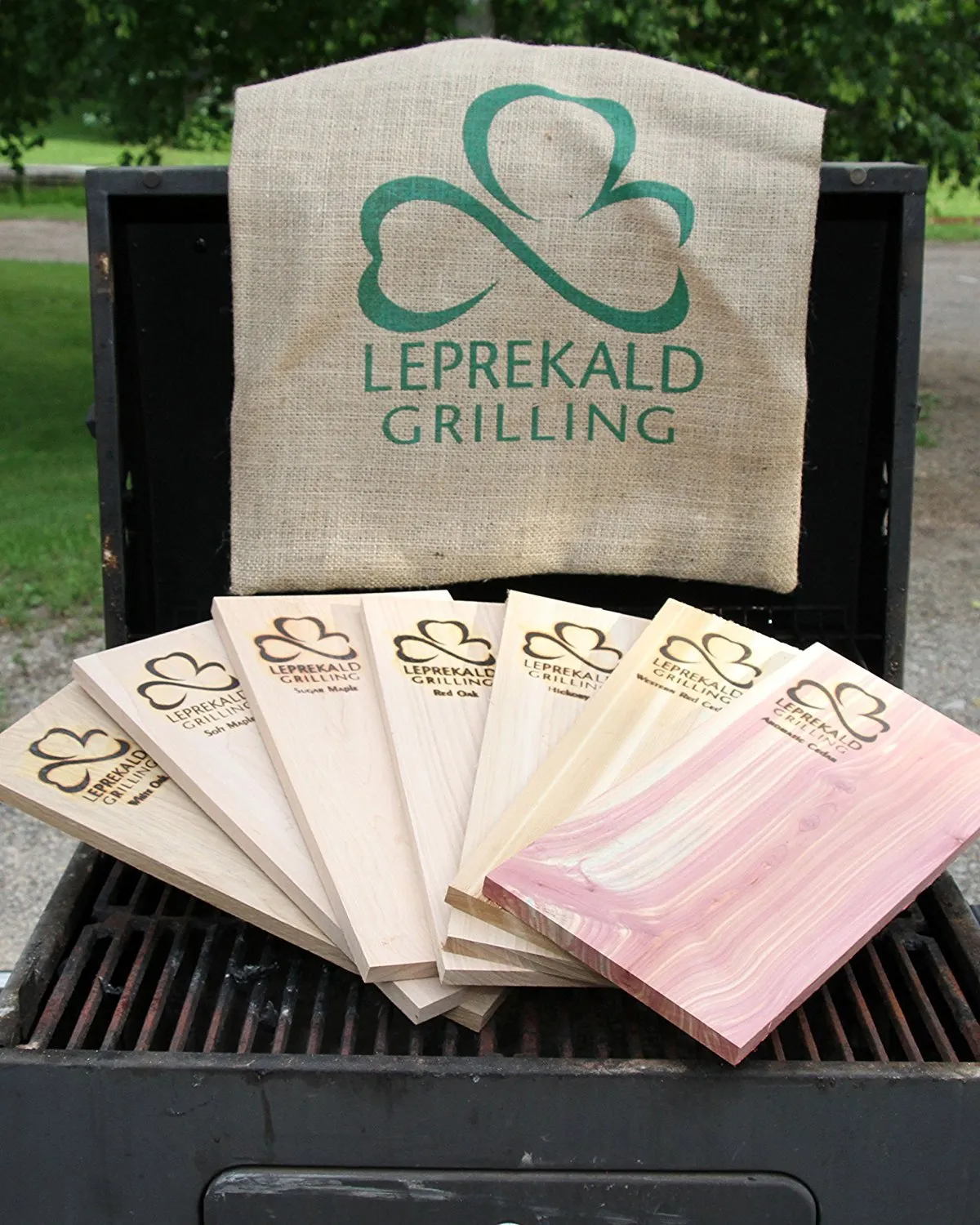 GRILLING PLANK FLIGHT-Upper Midwest Timber Variety-RE-USE MULTIPLE TIMES-Seven Different Flavors-White Oak, Red Oak, Sugar Maple, Soft Maple, Hickory, Aromatic Cedar, Western Red Cedar-7&quot;x 15&quot;x 1/2&quot;