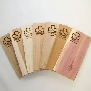 GRILLING PLANK FLIGHT-Upper Midwest Timber Variety-RE-USE MULTIPLE TIMES-Seven Different Flavors-White Oak, Red Oak, Sugar Maple, Soft Maple, Hickory, Aromatic Cedar, Western Red Cedar-7&quot;x 15&quot;x 1/2&quot;