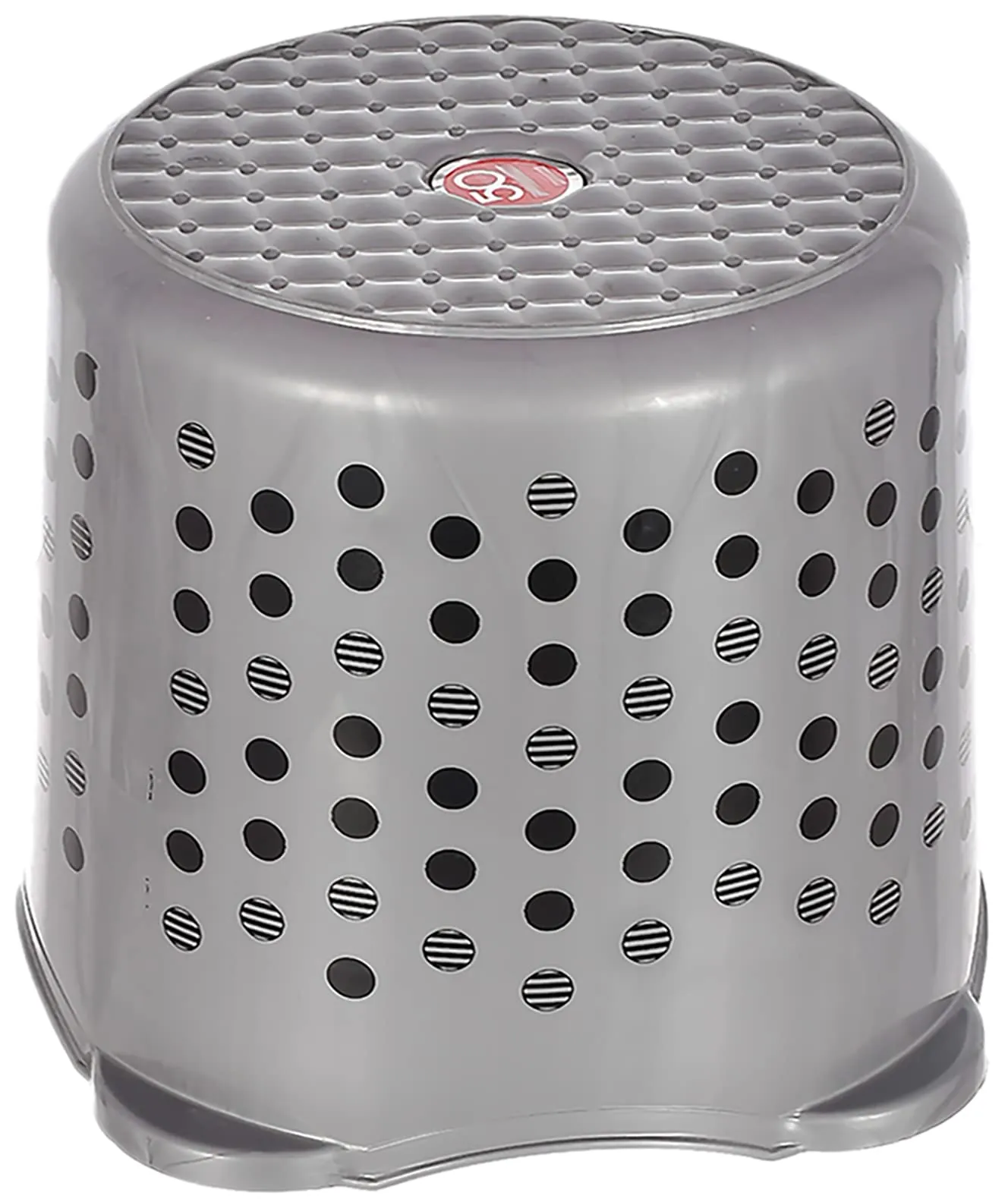 Heart Home Comfy Stool Dot Printed Anti-Slip Plastic Stool for Bathroom, Kitchen, Bedroom, Toy Room and Living Room- Pack of 2 (Black & Grey)-46HH0160