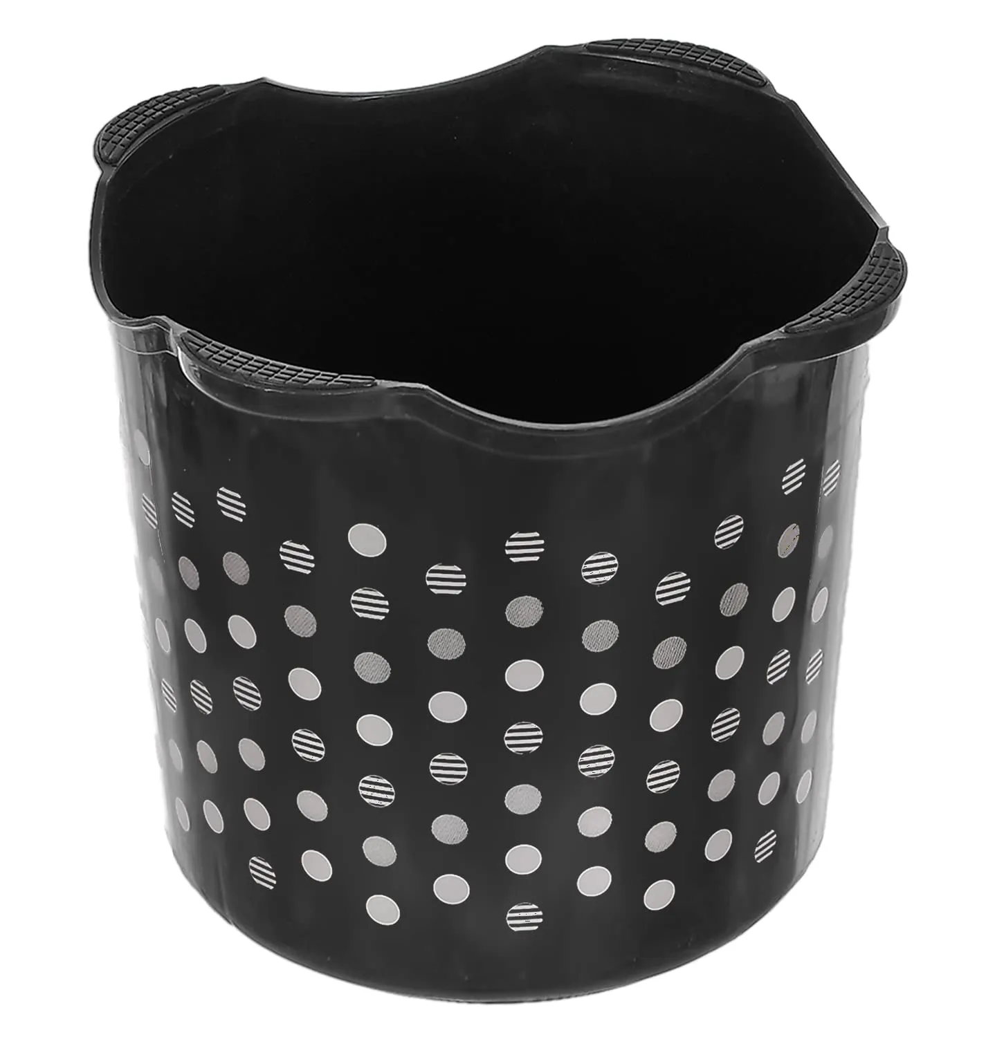 Heart Home Comfy Stool Dot Printed Anti-Slip Plastic Stool for Bathroom, Kitchen, Bedroom, Toy Room and Living Room- Pack of 2 (Black & Grey)-46HH0160