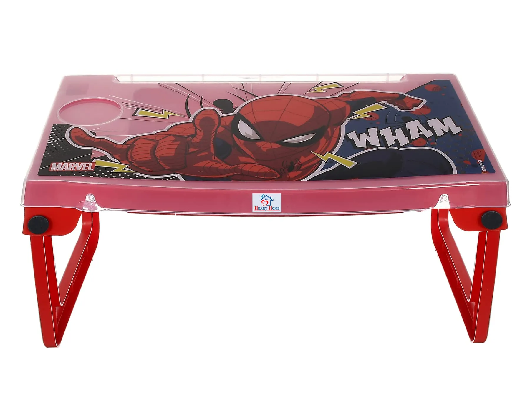 Heart Home Multiuses Spidermen Print Plastic Study Desk/Laptop Table with Camparment for Home & Office (Red) 52HH4107