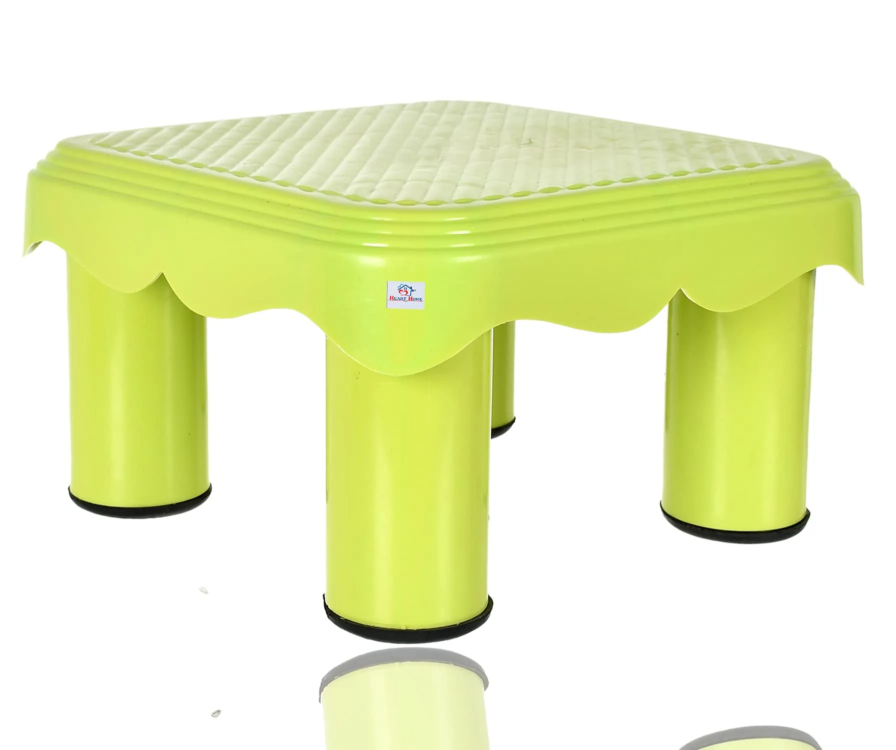 Heart Home Portable,Lightweight, Comfortable Plastic Seating Stool/Patla (Yellow)