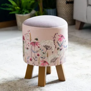 Hermione Monty Round Footstool Blush
