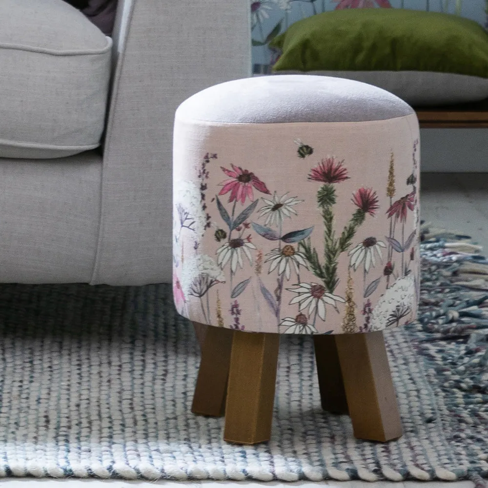 Hermione Monty Round Footstool Blush