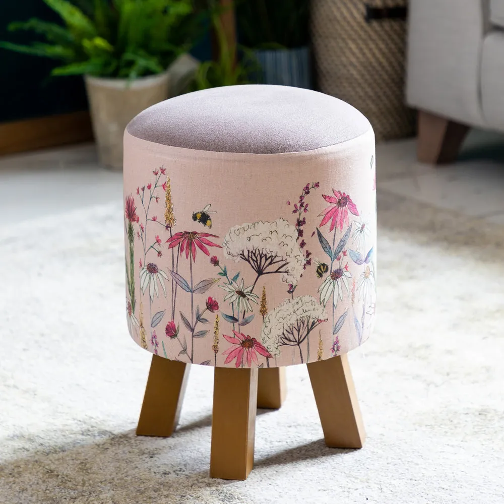 Hermione Monty Round Footstool Blush
