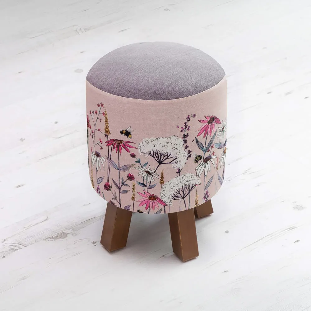 Hermione Monty Round Footstool Blush