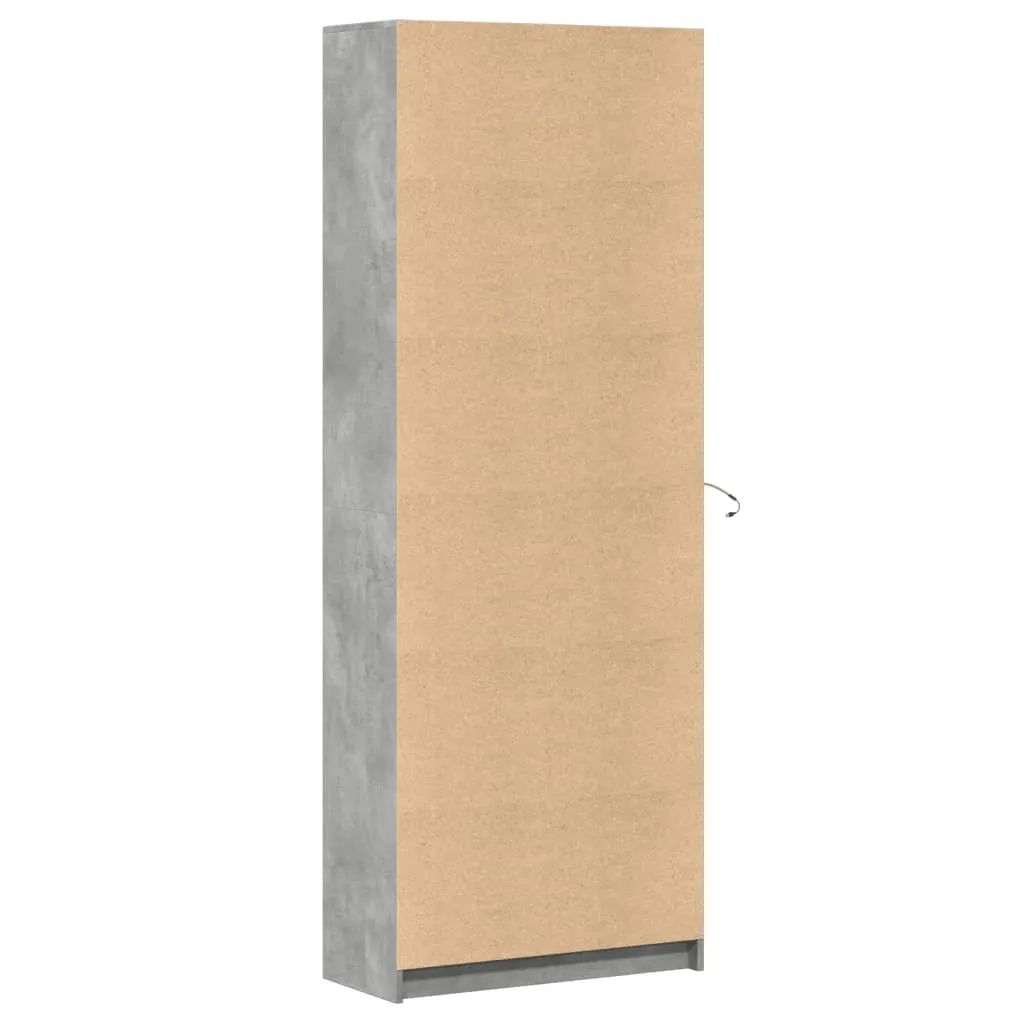 Highboard with LED Concrete Grey 74x32.5x200 cm Engineered Wood