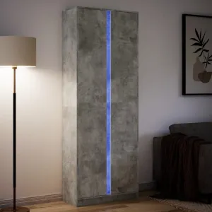 Highboard with LED Concrete Grey 74x32.5x200 cm Engineered Wood