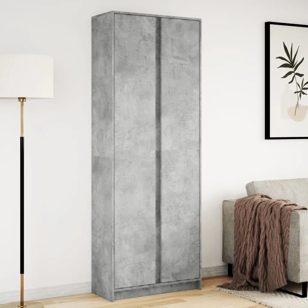 Highboard with LED Concrete Grey 74x32.5x200 cm Engineered Wood