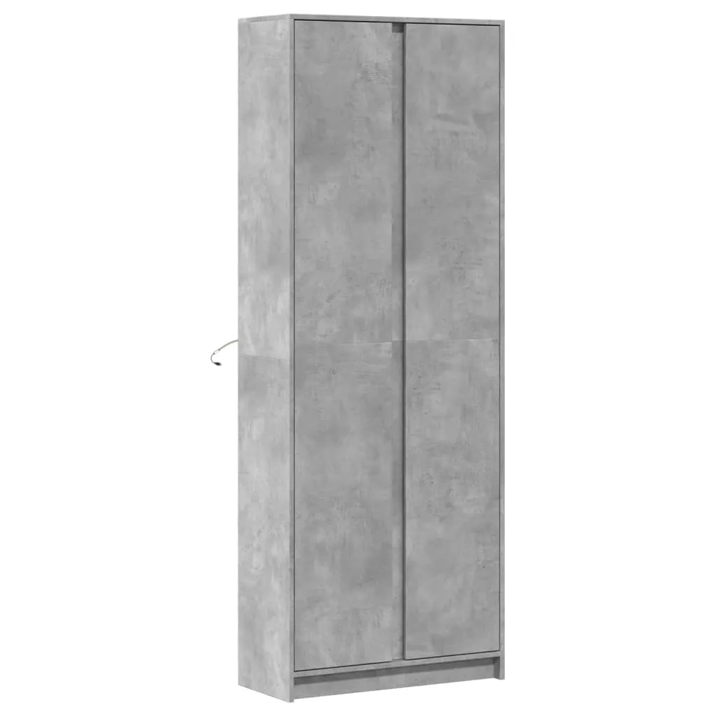 Highboard with LED Concrete Grey 74x32.5x200 cm Engineered Wood