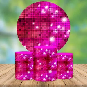 Hot Pink Glitter Round Backdrop Circle Barbie Themed Birthday Party Decoration Ideas