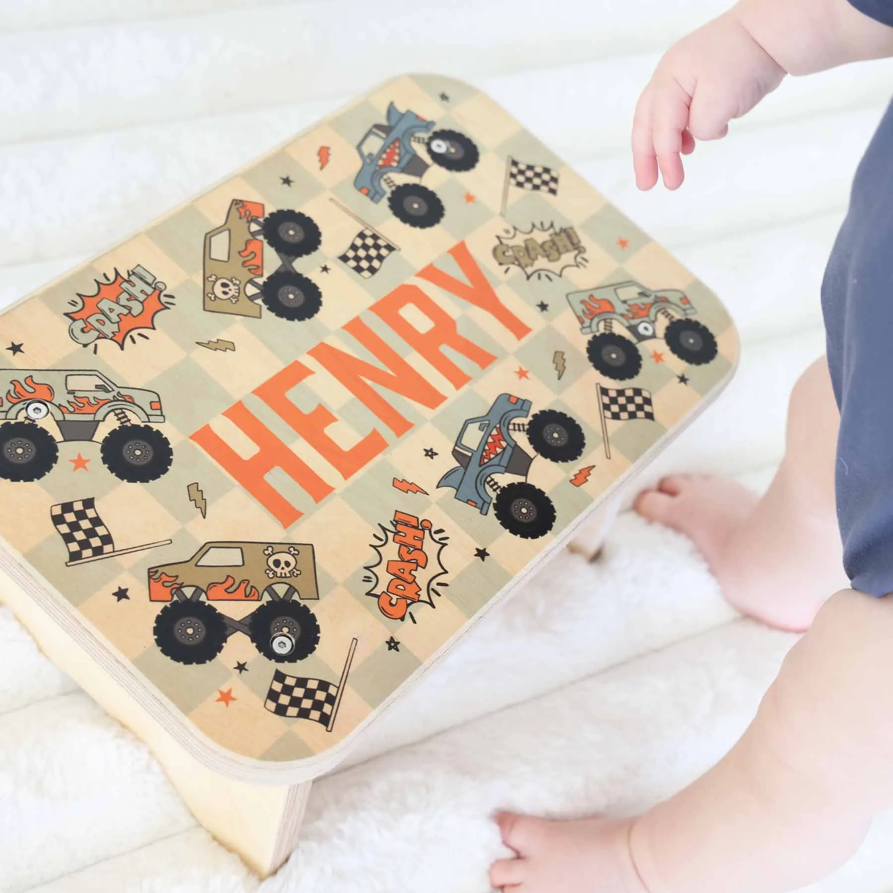 Kids Personalized Step Stool | Big Wheelin'
