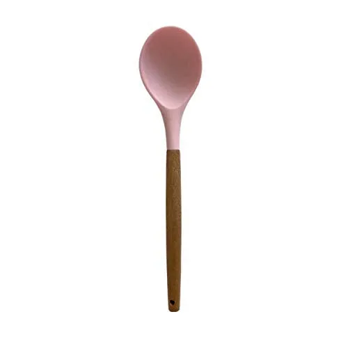 Kitchen Cooking Utensils Set 12 Pieces Silicone Wooden Handle High Heat Resistance Premium Silicone Kitchen Gadgets Spatula Set with Holder BPA Free (PINK)