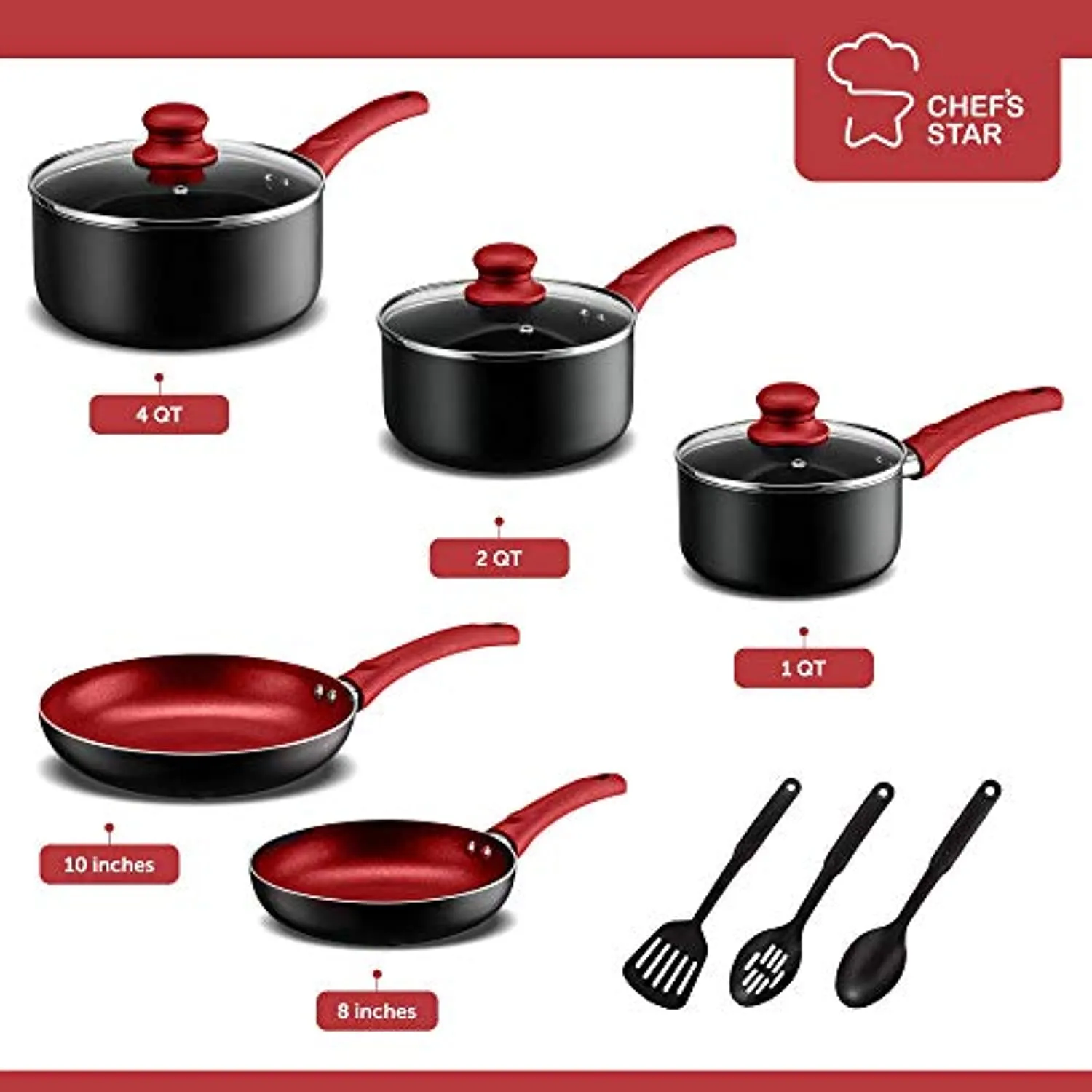 Kitchen Cookware Set, 11 Piece Pots and Pans Set for Cooking Nonstick