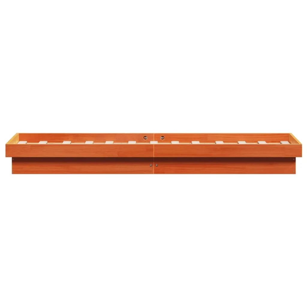 LED Bed Frame Wax Brown 75x190 cm Small Single Solid Wood Pine