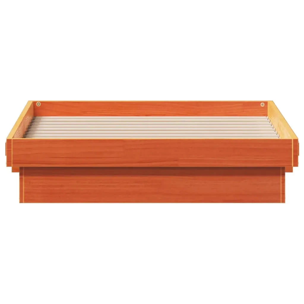 LED Bed Frame Wax Brown 75x190 cm Small Single Solid Wood Pine