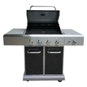 LP Gas Grill, 4 Burners   Searing Burner, 52,000-BTU, Black