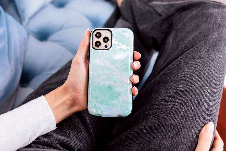 Mint Holo Marble Battery Case