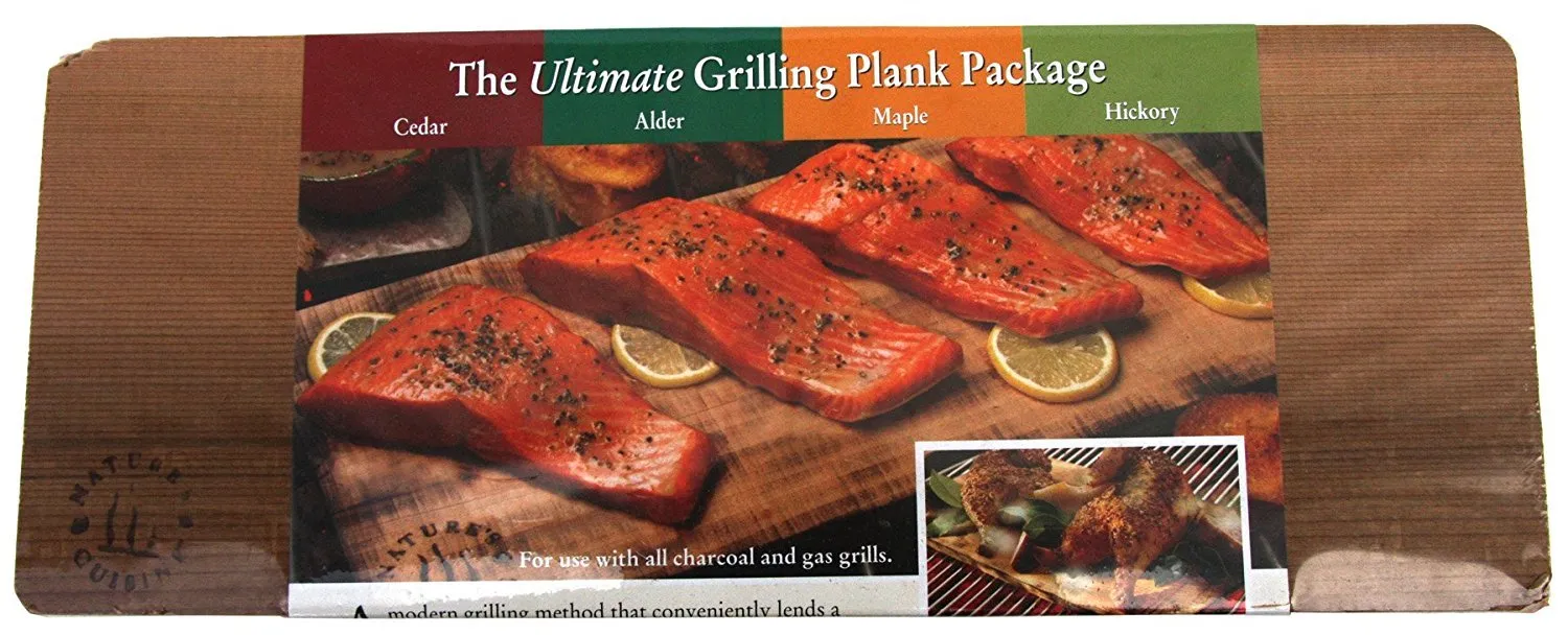 Nature&#39;s Cuisine NC010 14 by 5-1/2-Inch Cedar/Alder/Maple/Hickory Combo Outdoor Grilling Plank, 1 Each