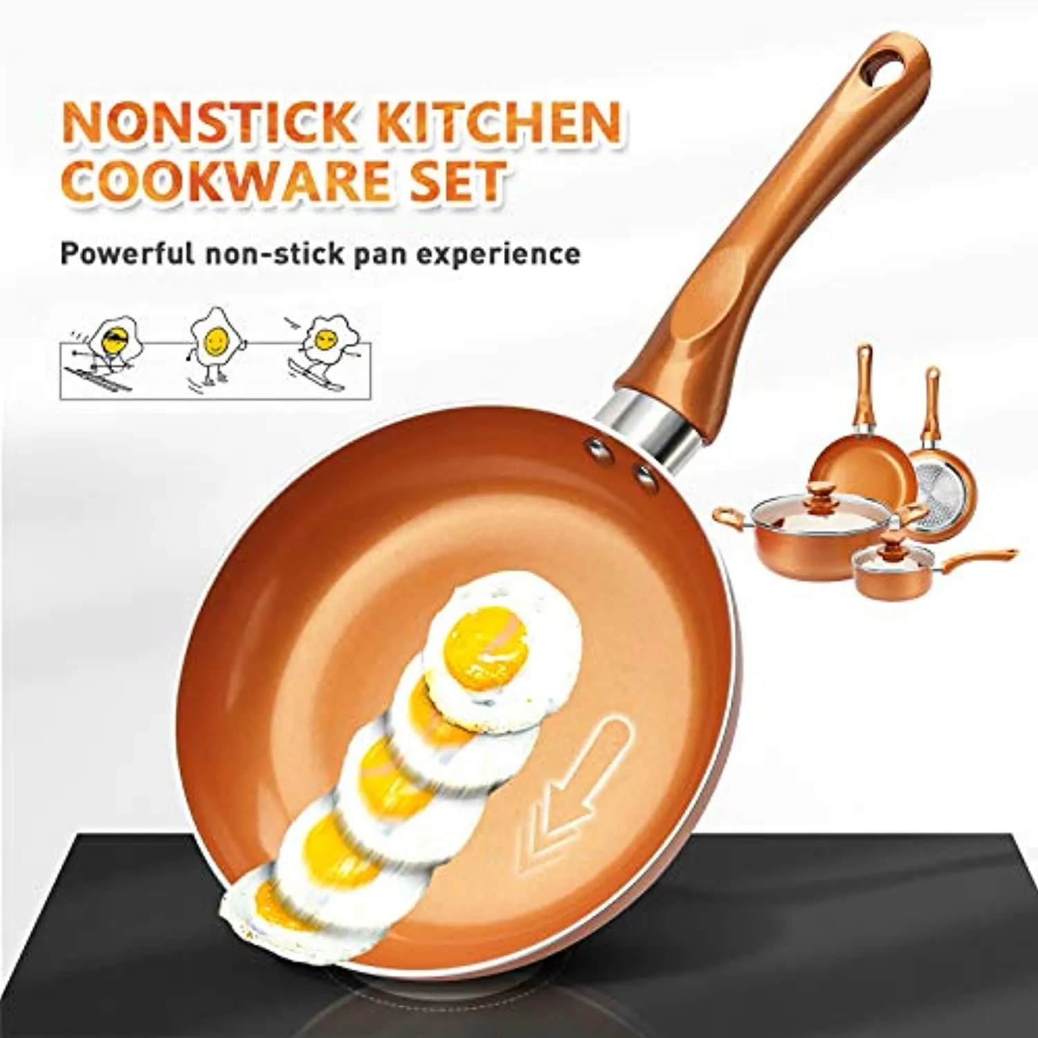 Non-stick Cookware Set 6 Pieces, Ceramic Non-Stick